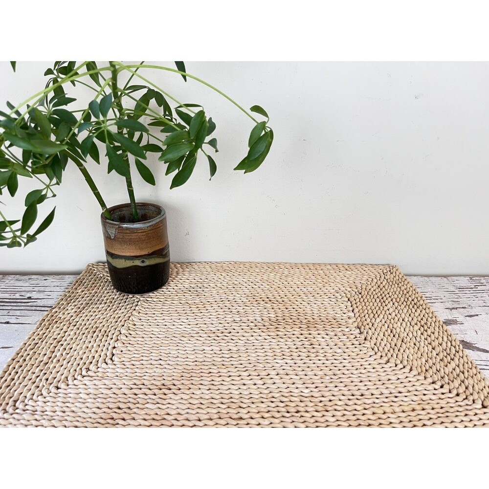 Vintage Hand Woven Natural Fiber Dresser/ Shelf Decor Protector Boho Style 17”